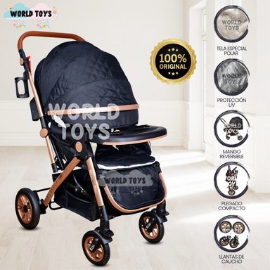 COCHE CUNA DE LUJO PARA BEBÉ «ROMA» EDICIÓN LIMITADA NEGRO