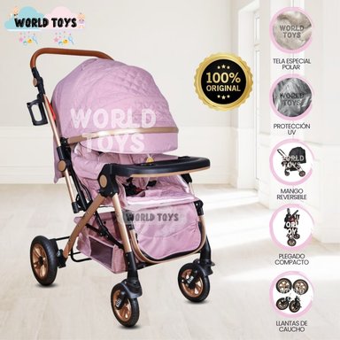 COCHE CUNA DE LUJO PARA BEBÉ «ROMA» EDICIÓN LIMITADA ROSA