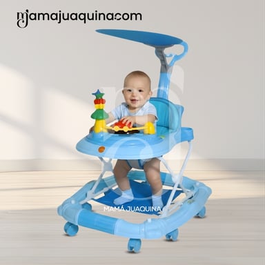 ANDADOR CON TABLERO MUSICAL «WALKIE» AZUL - 3