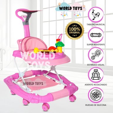 ANDADOR CON TABLERO MUSICAL «WALKIE» ROSA