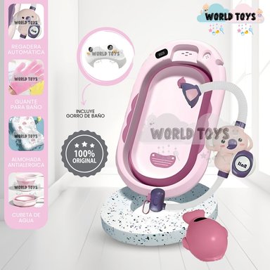 BAÑERA PLEGABLE CON RACK MULTIUSO «SPLASH» PINK