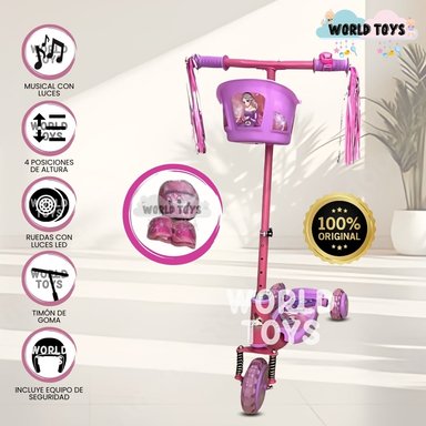 SCOOTER PARA NIÑOS «FUNNY RIDE»CON EQUIPO DE SEGURIDAD ROSA - 1