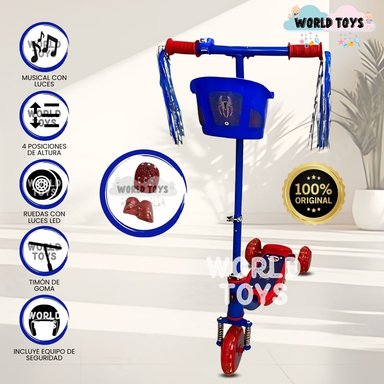 SCOOTER PARA NIÑOS «FUNNY RIDE»CON EQUIPO DE SEGURIDAD AZUL - 1