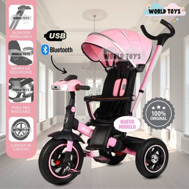 TRICICLO GUIADOR MUSICAL 3 EN1 «BUMER» ROSA - 1