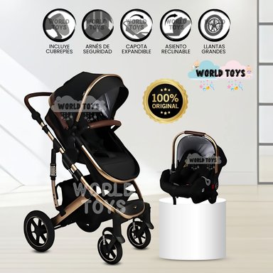 COCHE MOISÉS CON PORTA BEBÉ «TORETTO II» EDICIÓN LIMITADA NEGRO