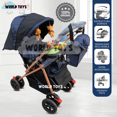 COCHE CUNA DIDACTICO «SHABERT GOLD II» DE LUJO DARK BLUE