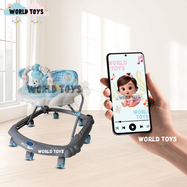 ANDADOR MUSICAL PLEGABLE «CUTE MONKEY» CON BLUETOOTH SKYBLUE - 5