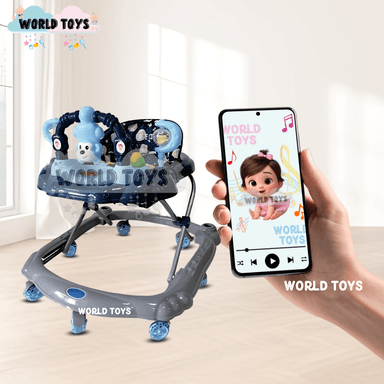 ANDADOR MUSICAL PLEGABLE «CUTE MONKEY» CON BLUETOOTH BLUE - 5