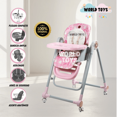 SILLA DE COMER DIDÁCTICA «LITTLE ZOO» ROSA