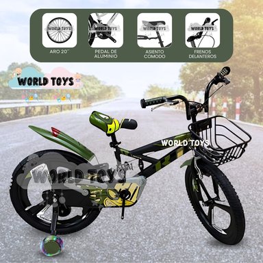 BICICLETA PARA NIÑOS ARO 20 «GUNGOR MAG» CON CANASTA VERDE