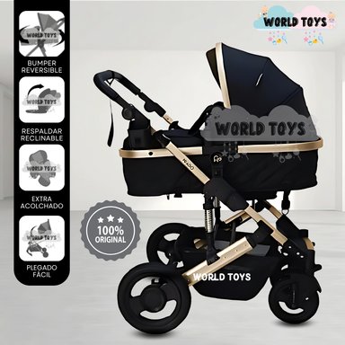 COCHE MOISÉS TRAVEL SYSTEM «PRADO GOLD» BLACK