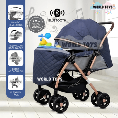 COCHE CUNA MUSICAL CON BLUETOOTH «NEW SUMMER» BLUE