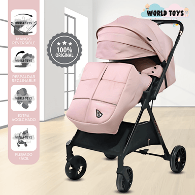 COCHE MALETA DE LUJO «GENOVIA» MANGO REVERSIBLE PINK