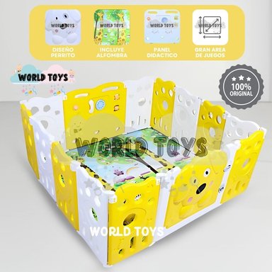 CORRAL INTERACTIVO CON ALFOMBRA PLEGABLE «DOGGY» YELLOW