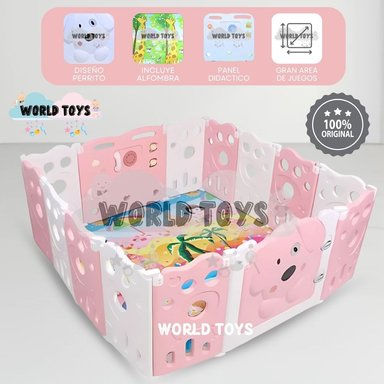 CORRAL INTERACTIVO CON ALFOMBRA PLEGABLE «DOGGY» PINK