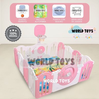 CORRAL INTERACTIVO CON ALFOMBRA PLEGABLE «DAYCAMP» PINK