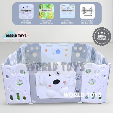 CORRAL INTERACTIVO CON ALFOMBRA PLEGABLE «DOGGY» GRAY