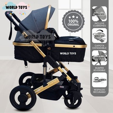 COCHE CUNA MOISÉS DE LUJO «PRADO GOLD» BLUE