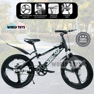 BICICLETA DEPORTIVA ARO 20 «VELOZ» PARA NIÑOS BLACK