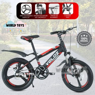 BICICLETA DEPORTIVA ARO 20 «VELOZ» PARA NIÑOS RED