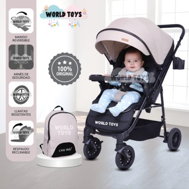 COCHE CUNA DE LUJO «DELTA II» CON MOCHILA PAÑALERA BEIGE