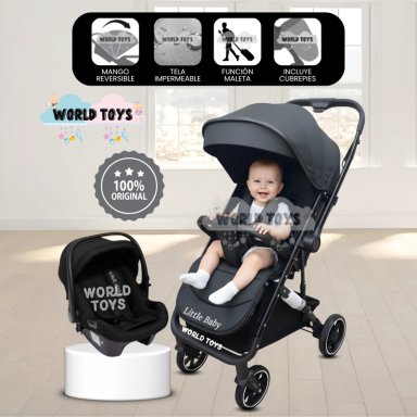 COCHE MALETA DE LUJO «JANDI» CON PORTABEBÉ BLACK