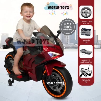 MOTO A BATERÍA PARA NIÑOS «PANIGALE» DE LUJO RED - 1