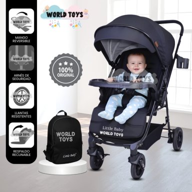 COCHE CUNA DE LUJO «DELTA II» CON MOCHILA PAÑALERA BLACK