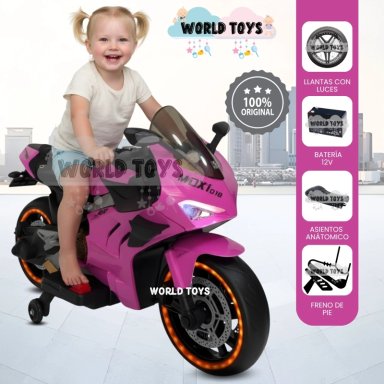 MOTO A BATERÍA PARA NIÑOS «PANIGALE» DE LUJO PINK - 1