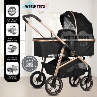 COCHE MOISÉS TRAVEL SYSTEM «MUNICH GOLD» DE LUJO BLACK