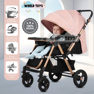 COCHE CUNA MANGO REVERSIBLE «LITTLE NANCY» CON BOLSO PINK