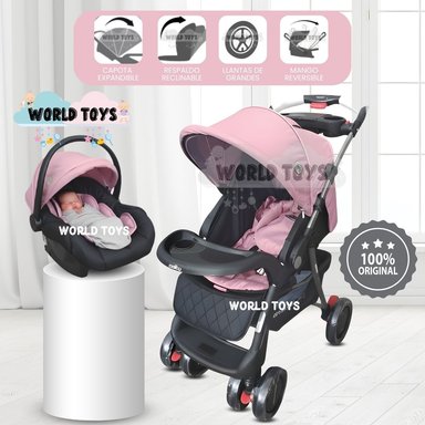 COCHE CUNA TRAVEL SYSTEM «SWEET GARDIAN» CON PORTA BEBÉ PINK