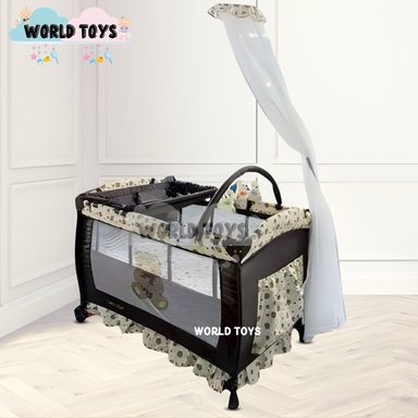 CUNA CORRAL DE LUJO «ORIANE» CON MECEDORA MOVIL BEIGE - 2
