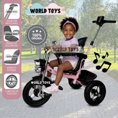 TRICICLO CHAVITO CON GUIADOR «YARLEY» MUSICAL LIGHT PINK - 1