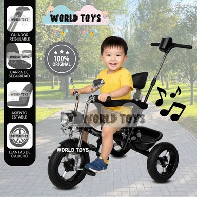 TRICICLO CHAVITO CON GUIADOR «YARLEY» MUSICAL BLACK - 1