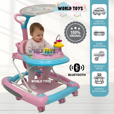 ANDADOR CON TABLERO MUSICAL «FIRST WALK II» PINK DUAL SKY BLUE