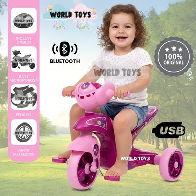 TRIMOTO A PEDAL PARA NIÑOS «SERVANN II» CON BLUETOOTH PINK - 1