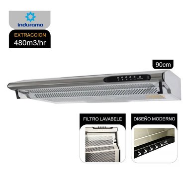 CAMPANA INDURAMA 90 CM EXTRACTORA 3 VELOCIDADES CEI-902CRP