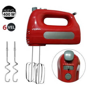 BATIDORA DE MANO PRIMA HM9105E-GSR 400 WATTS 6 VELOCIDADES