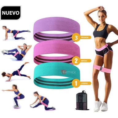 BANDAS ELÁSTICAS MULTICOLOR TELA 3 NIVELES RESISTENCIA