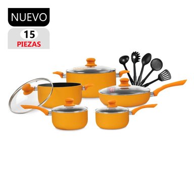 SET OLLAS FINEZZA FZ-1655T NARANJA ANTIADHERENTES