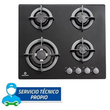 COCINA EMPOTRABLE A GAS GN INDURAMA 4 HORNILLAS ENCIMERA NEGRO EGI-604VDNEG