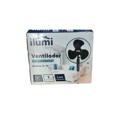 VENTILADOR DE PIE ILUMI IL-16 45 WATTS PEDESTAL 16" 3 VELOCIDADES NEGRO - 5