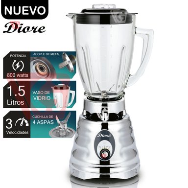 LICUADORA DIORE 4655 CLASICA 3 VELOCIDADES Y 1.5 LTS SILVER 800W