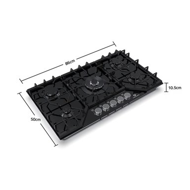 COCINA EMPOTRABLE A GAS INDURAMA 5 HORNILLAS ENCIMERA NEGRO EGASI-905CGNE - 4