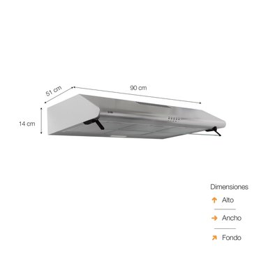 CAMPANA SOLE EXTRACTORA 90CM HERA TURE22CO ACERO INOX - 4