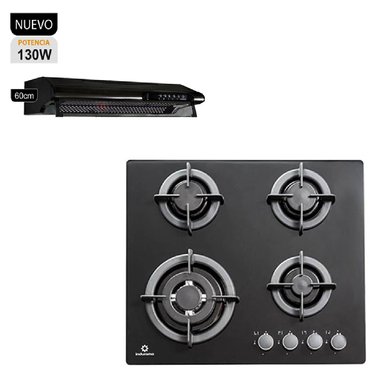 COMBO INDURAMA COCINA EGI-604VDNEG Y CAMPANA CEI-602NE