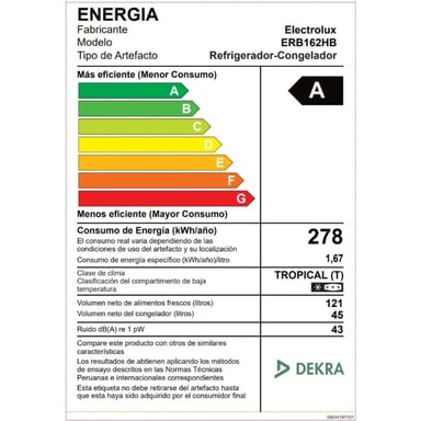REFRIGERADORA BOTTOM FREEZER ELECTROLUX ERB162HB 166 L NEGRO - 8