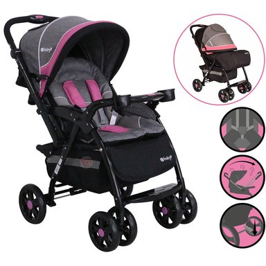 COCHE CUNA EBABY YODIE 1142 ROSADO