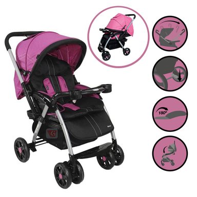 COCHE CUNA EBABY ROSSI EB1130 ROSADO TRAVEL SYSTEM PINK